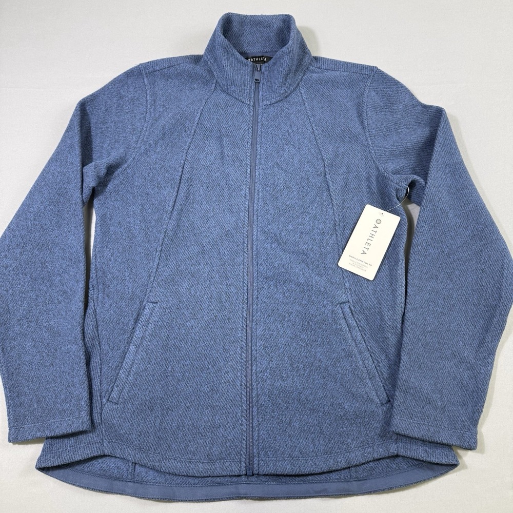 NWT Athleta Stroll Fleece Full Zip Jacket Womens Sz Large Blue Full Zip Casual